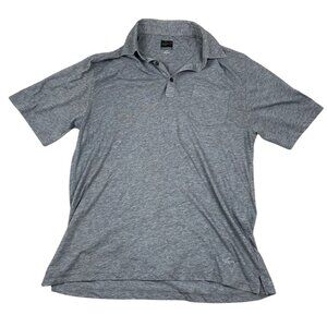 Greg Norman Men Polo Shirt Medium Heather Gray Short Sleeve Knit Casual Pullover